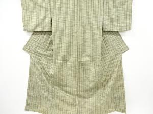 アンティーク　縞模様織り出し手織り紬単衣着物